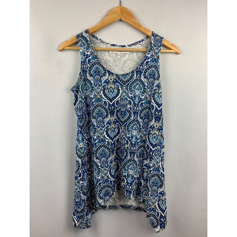 Giuliana Rancic Blue & White Paisley Sleeveless Tank Top S
